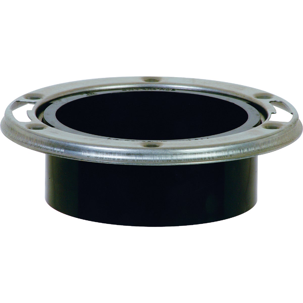 Item 446958, 4" hub ABS flush to floor with stainless steel swivel ring.
