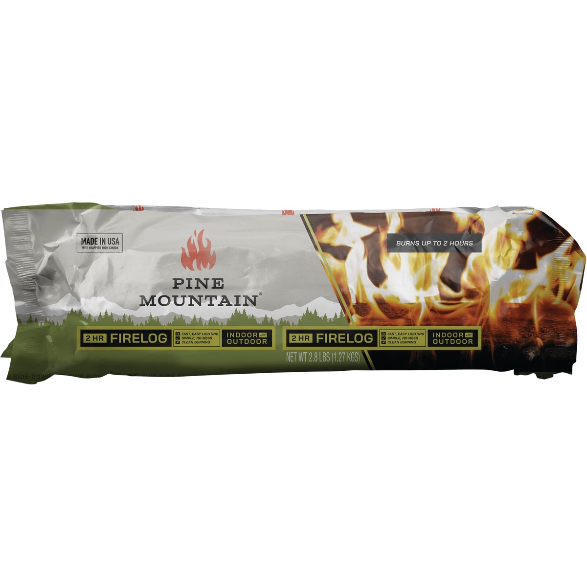 Item 450413, Pine Mountain Firelogs light quickly and easily with big flames.