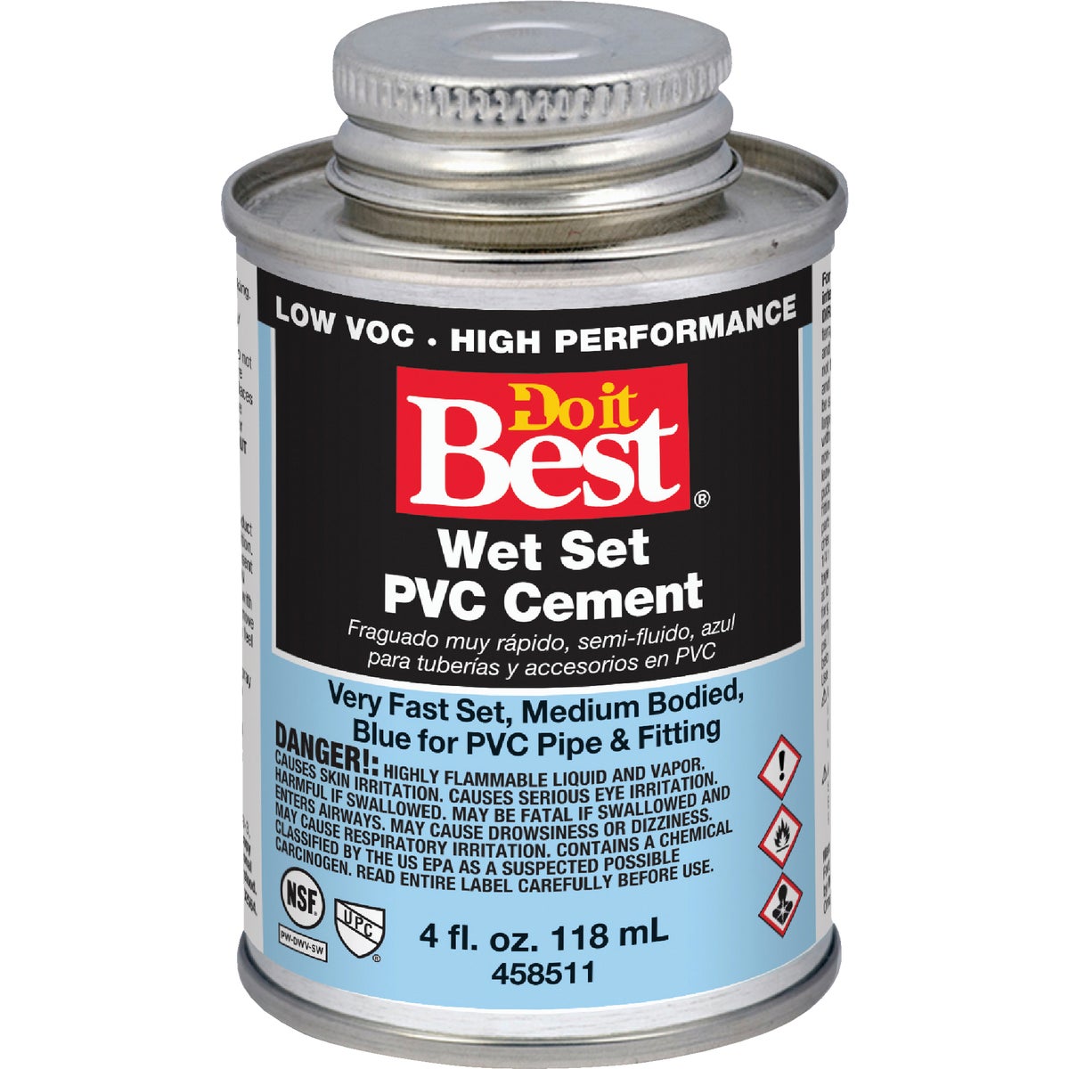Item 458511, Do it Best blue PVC solvent cement is ideal for irrigation, natural gas 
