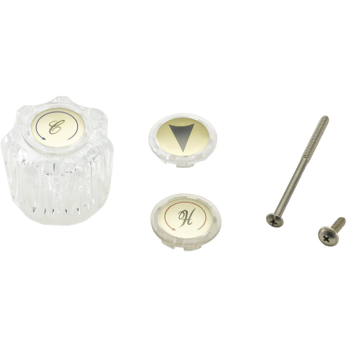 Item 459534, Includes 1 acrylic handle, 1 each hot, cold, and arrow button inserts, 1 