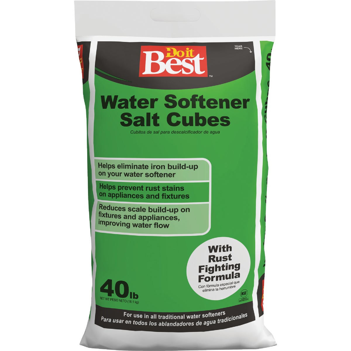 Item 460451, Water softener salt with rust fighting additives prevents iron deposit 