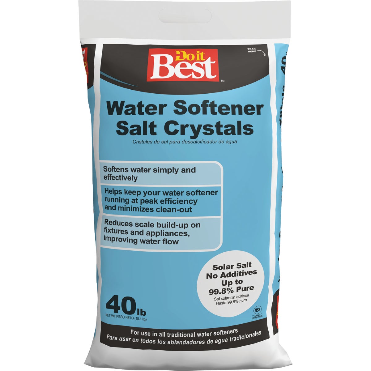 Item 460486, Extra coarse water softener salt is designed to eliminate tank clean-out 