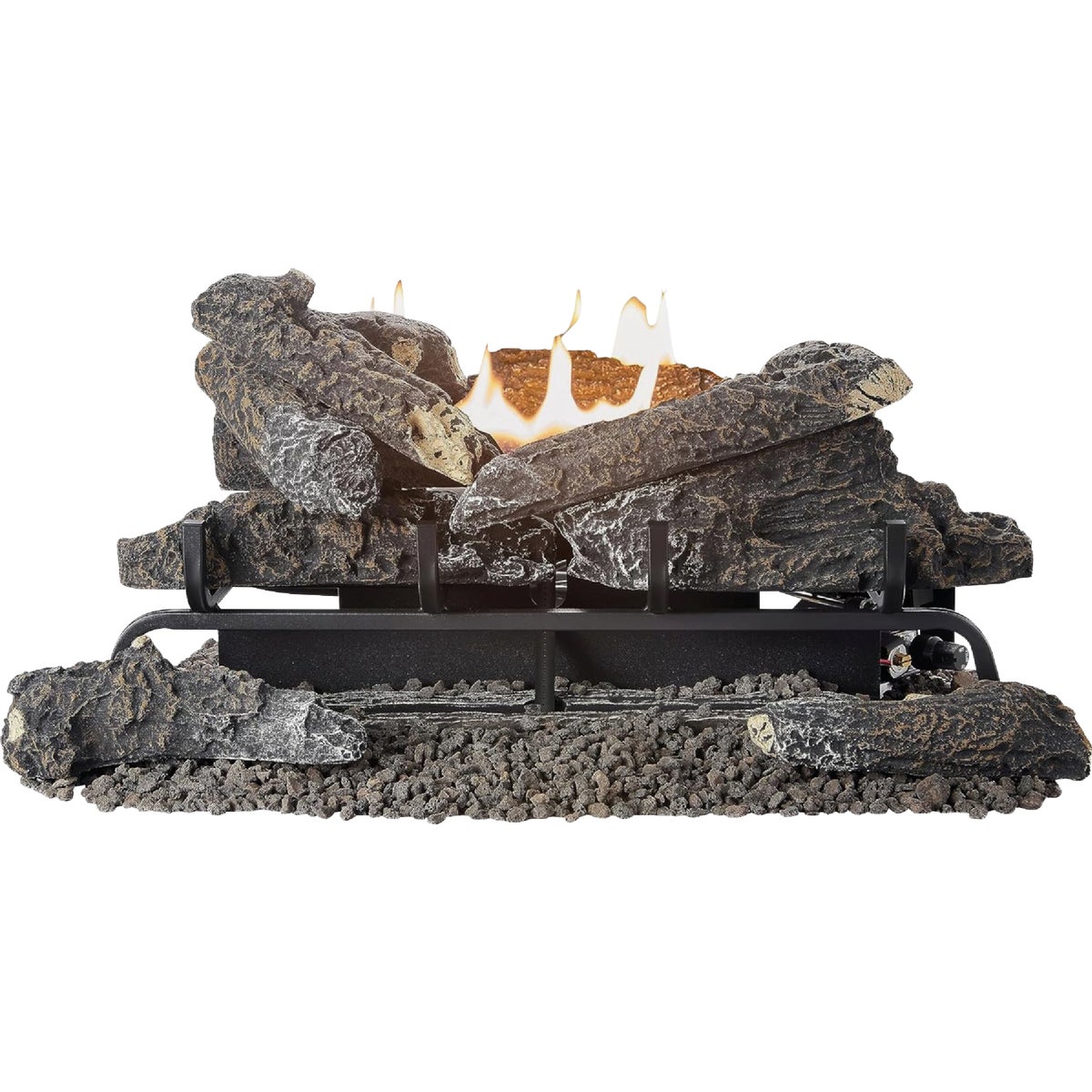Item 461016, The beautifully crafted, deep textured charred look, split oak cast log set