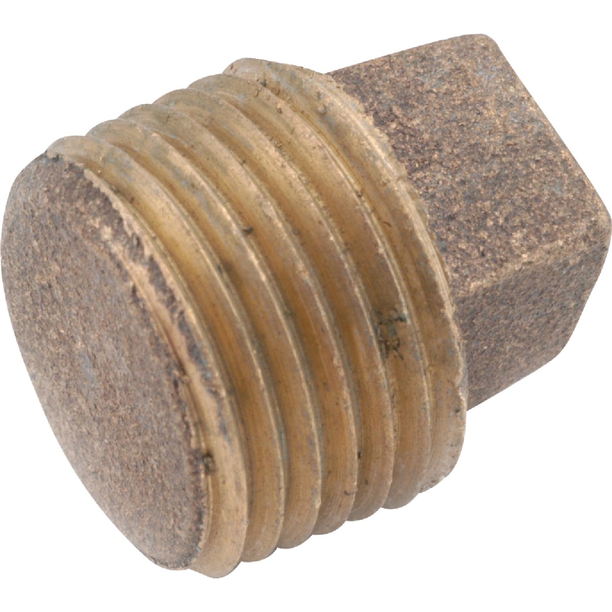 Item 464054, Low lead solid threaded pipe plug. Rough brass, import.