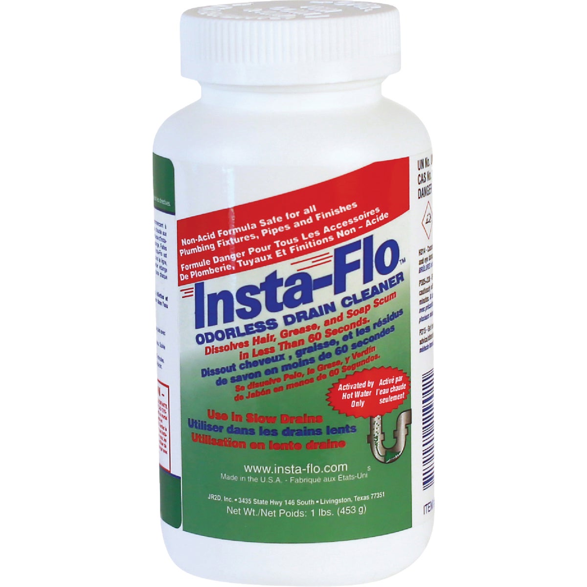 Item 464214, Insta-Flo crystal drain cleaner. Works in 60 seconds.