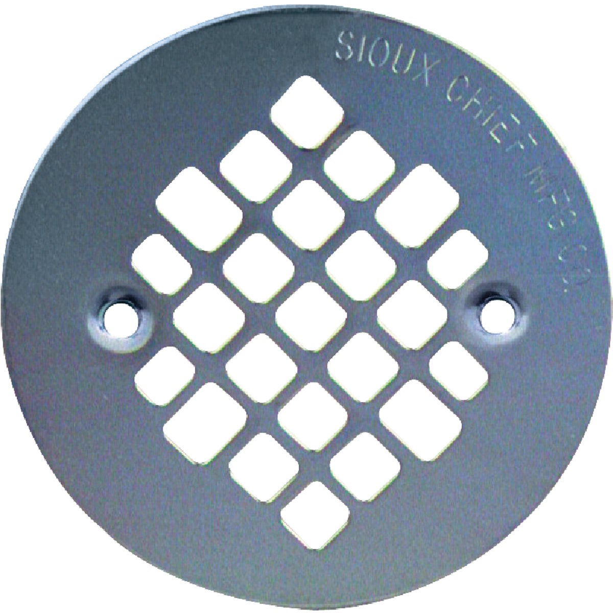 Item 464554, 4-1/4" 18-gauge stainless steel shower strainer with screws.