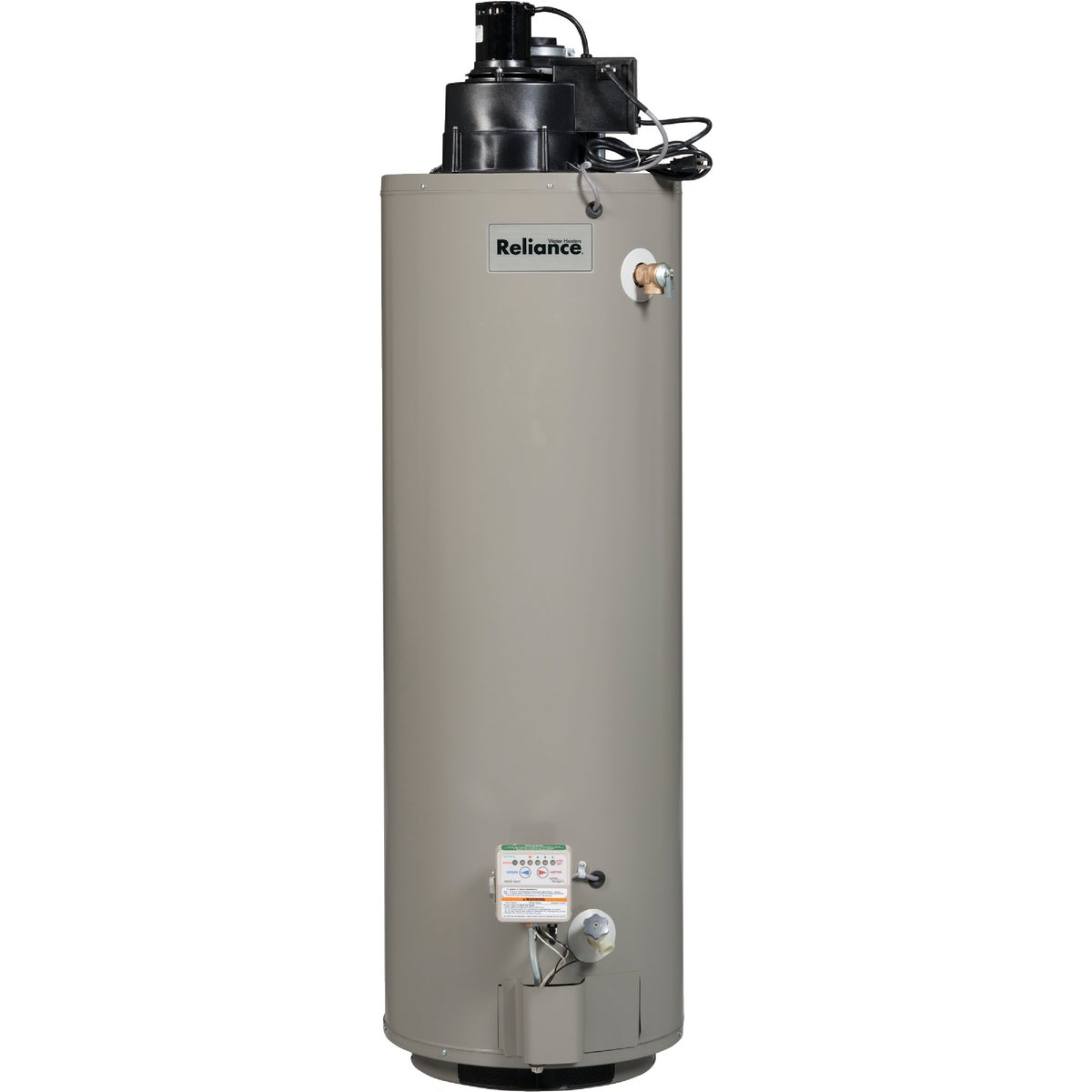 Item 467523, Natural gas water heater with power-vent 3-position (9, 12 and 3 o'clock) 