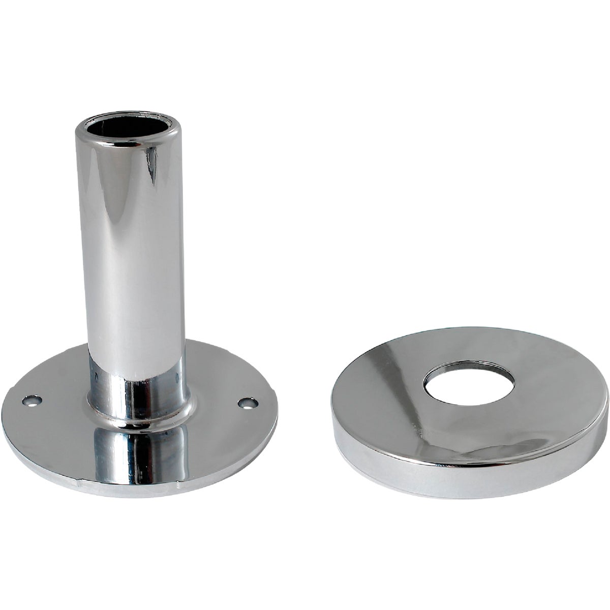Item 482783, The Keeney flanged tube and hardware covers the rough-in hole and rough 
