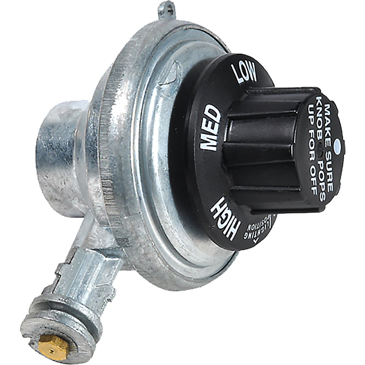 Item 489360, Portable propane tabletop regulator can be used with most tabletop grills.