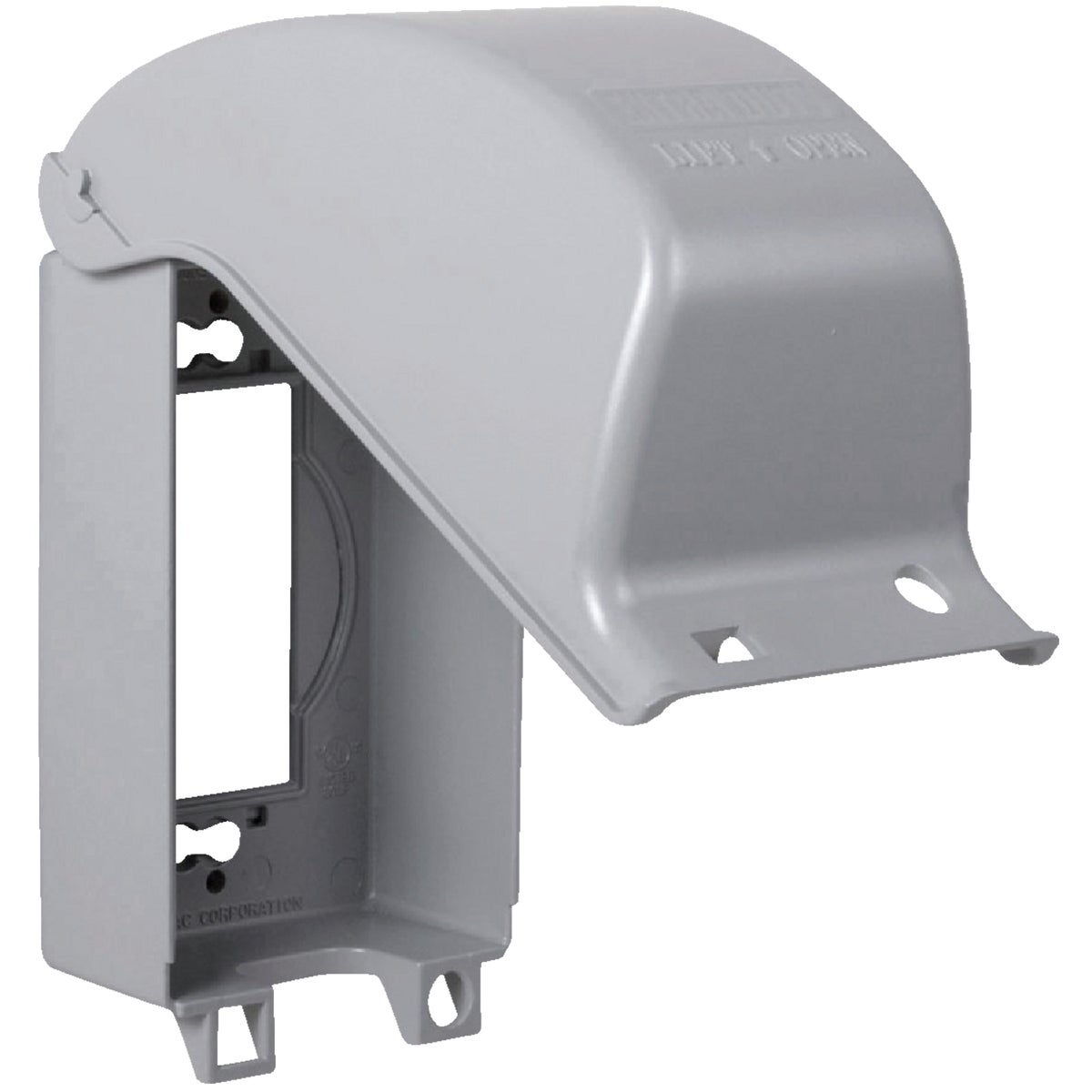 Item 500794, In-use outdoor outlet cover with 8 in 1 interchangeable plate 