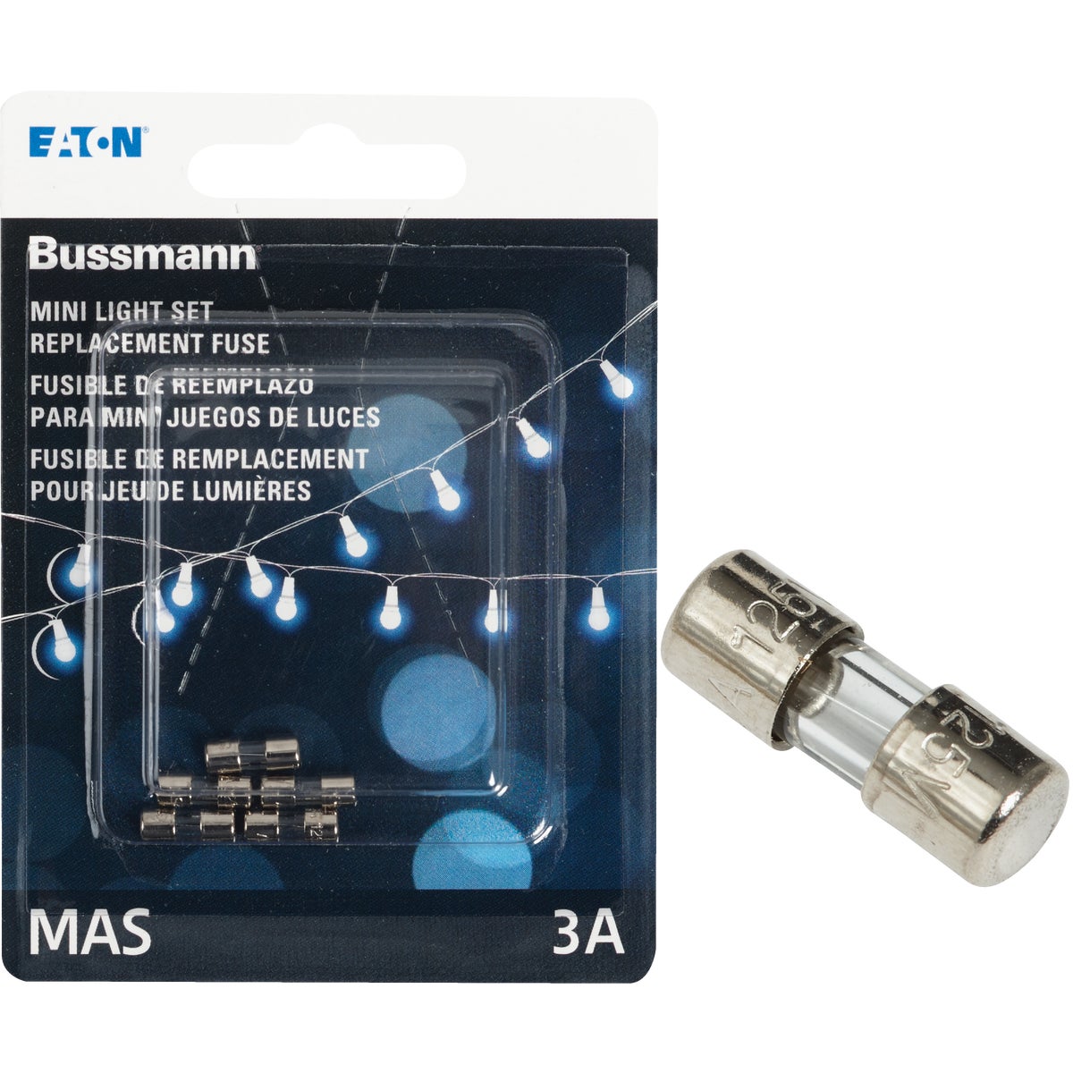 Item 500928, Replacement fuses for holiday light strands. Glass cartridge fuse.