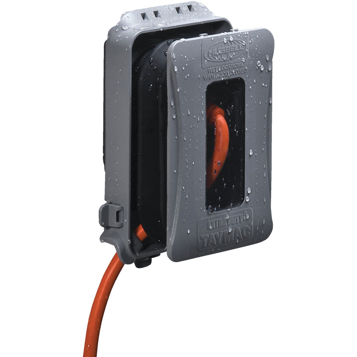 Item 500949, Hubbell expandable in-use outdoor cover. Expands to 3-1/2 inches.