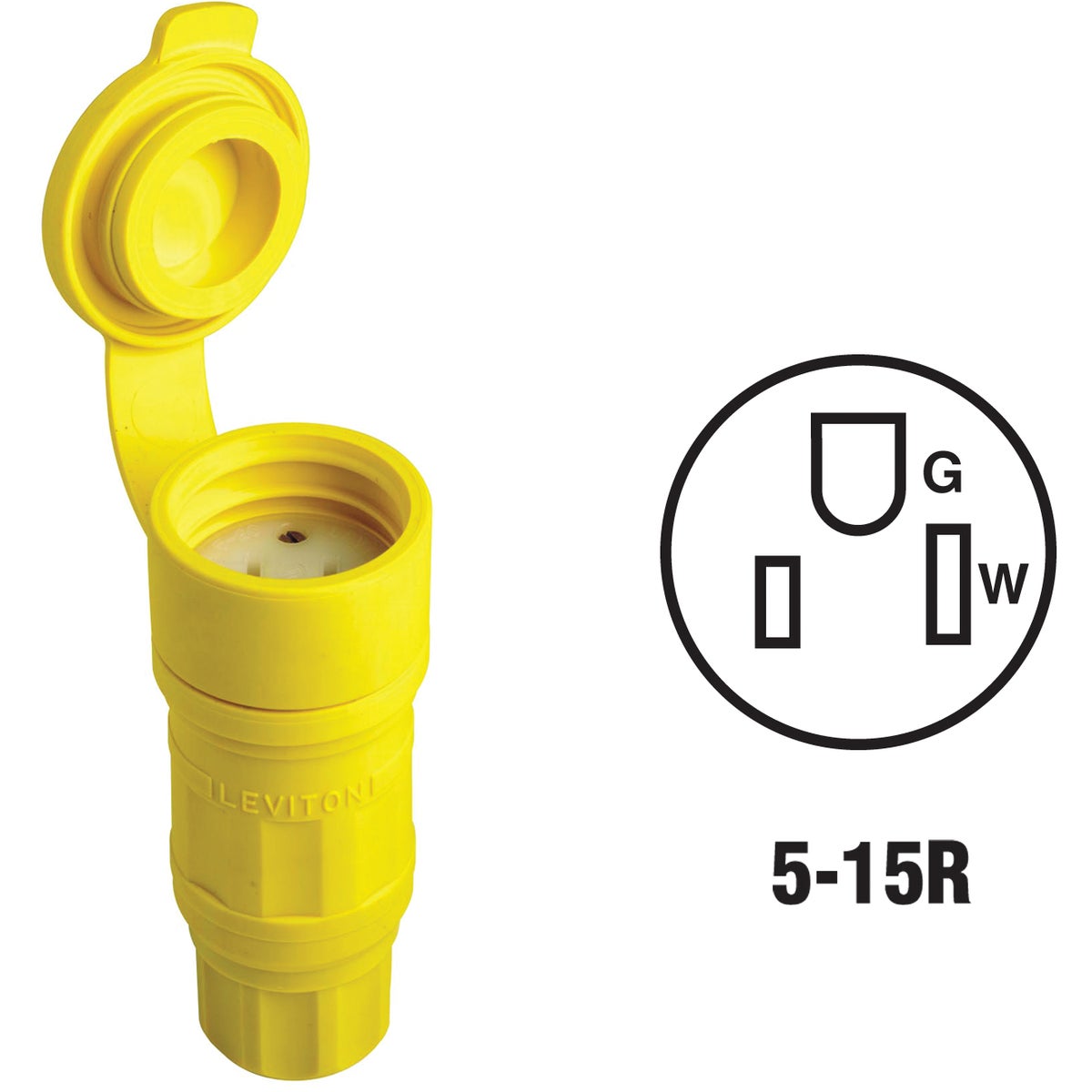 Item 501616, Wetguard industrial grade, straight blade, grounding, watertight connector 