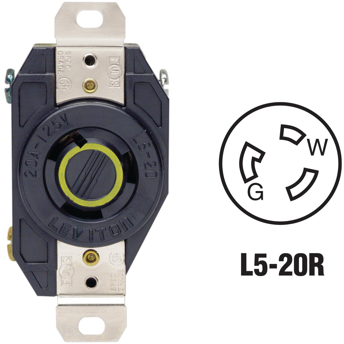 Item 501751, Industrial Specification Grade single locking flush outlet.