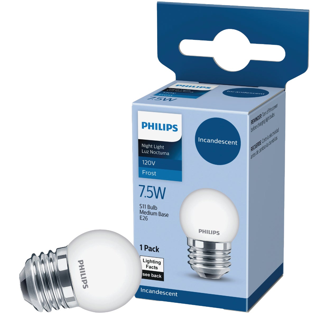 Item 501832, S11 incandescent replacement night-light bulb with medium base.
