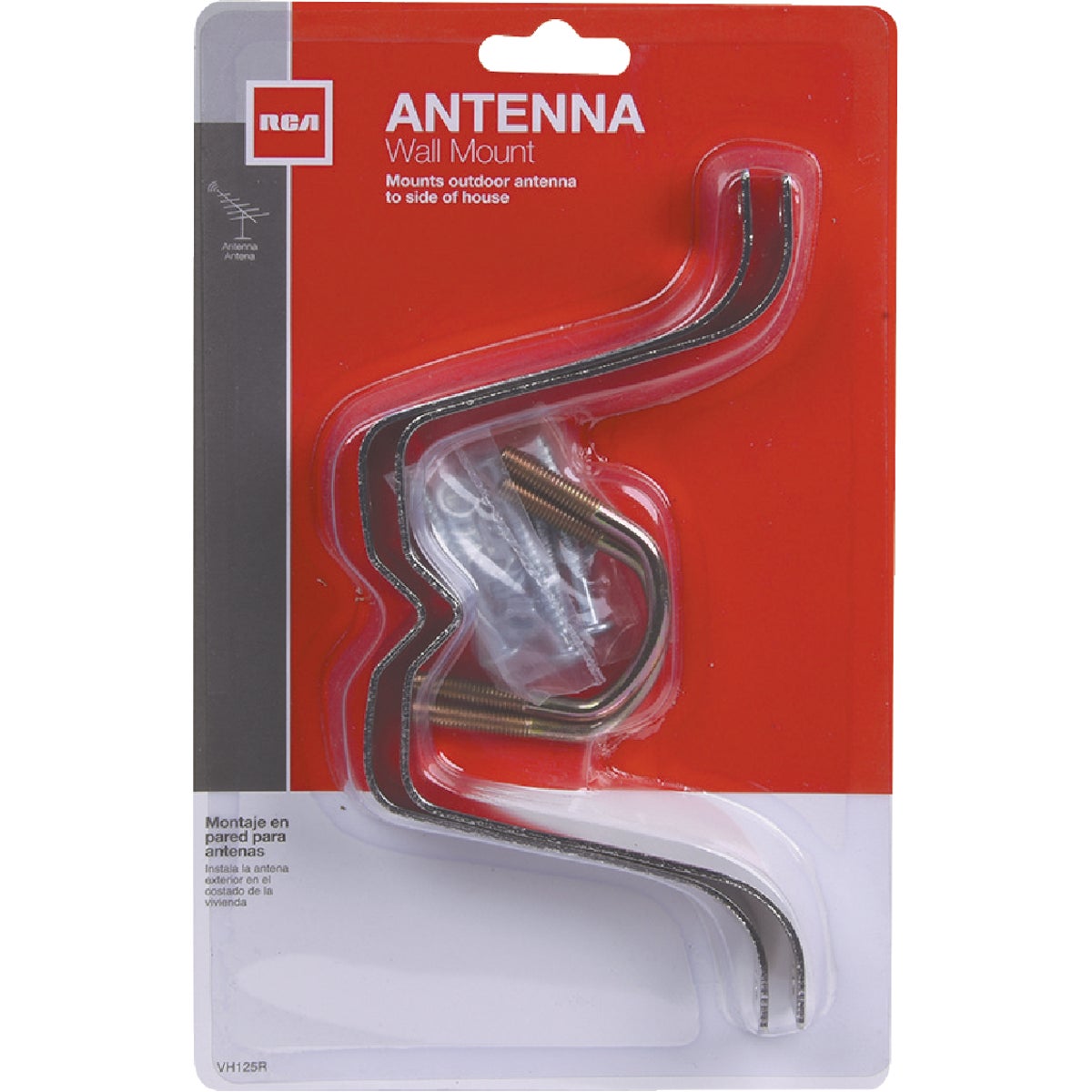 Item 501941, 4-inch antenna wall mount bracket secures antenna mast to house.