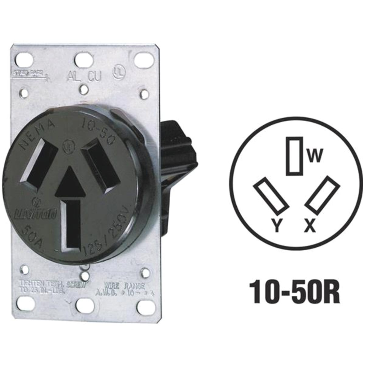 Item 502283, Range power outlet. Accepts aluminum or copper conductors.