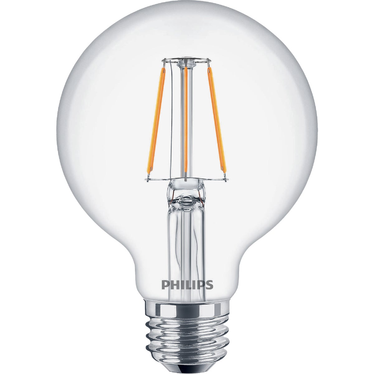 Item 502733, LED (light emitting diode) globe light bulb with a medium base.