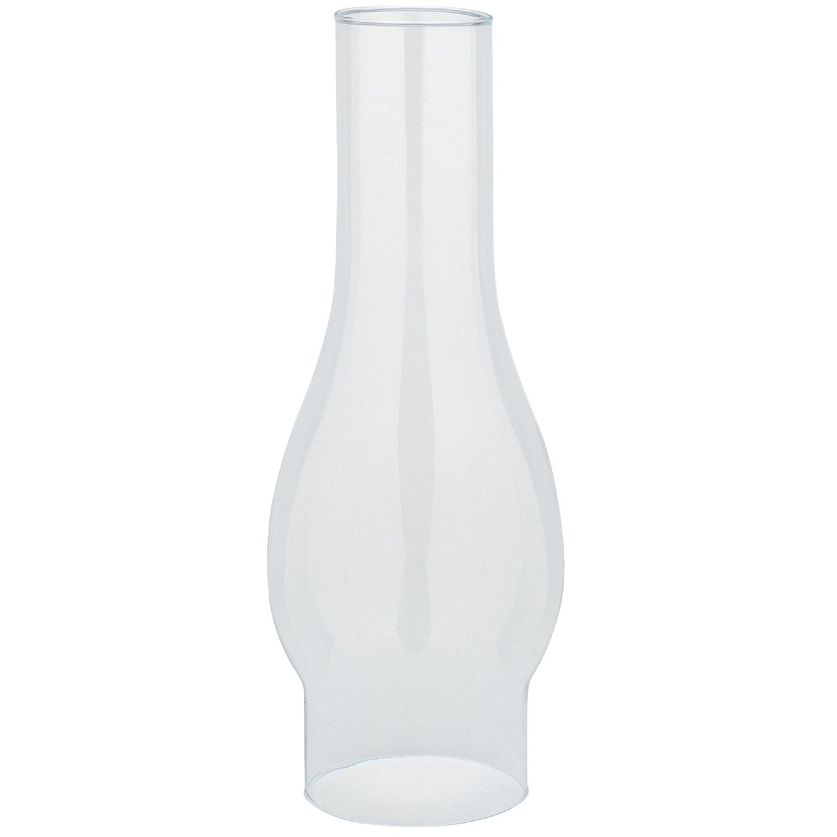 Item 502782, Clear glass top opening replacement lamp chimney. Easy to install. 2 In.