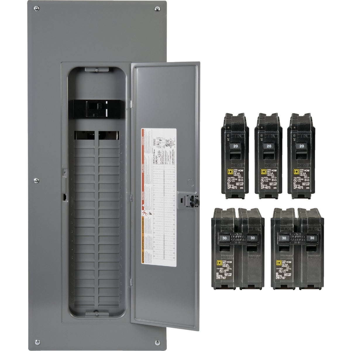 Item 504165, Square D Homeline indoor main breaker load center value pack.