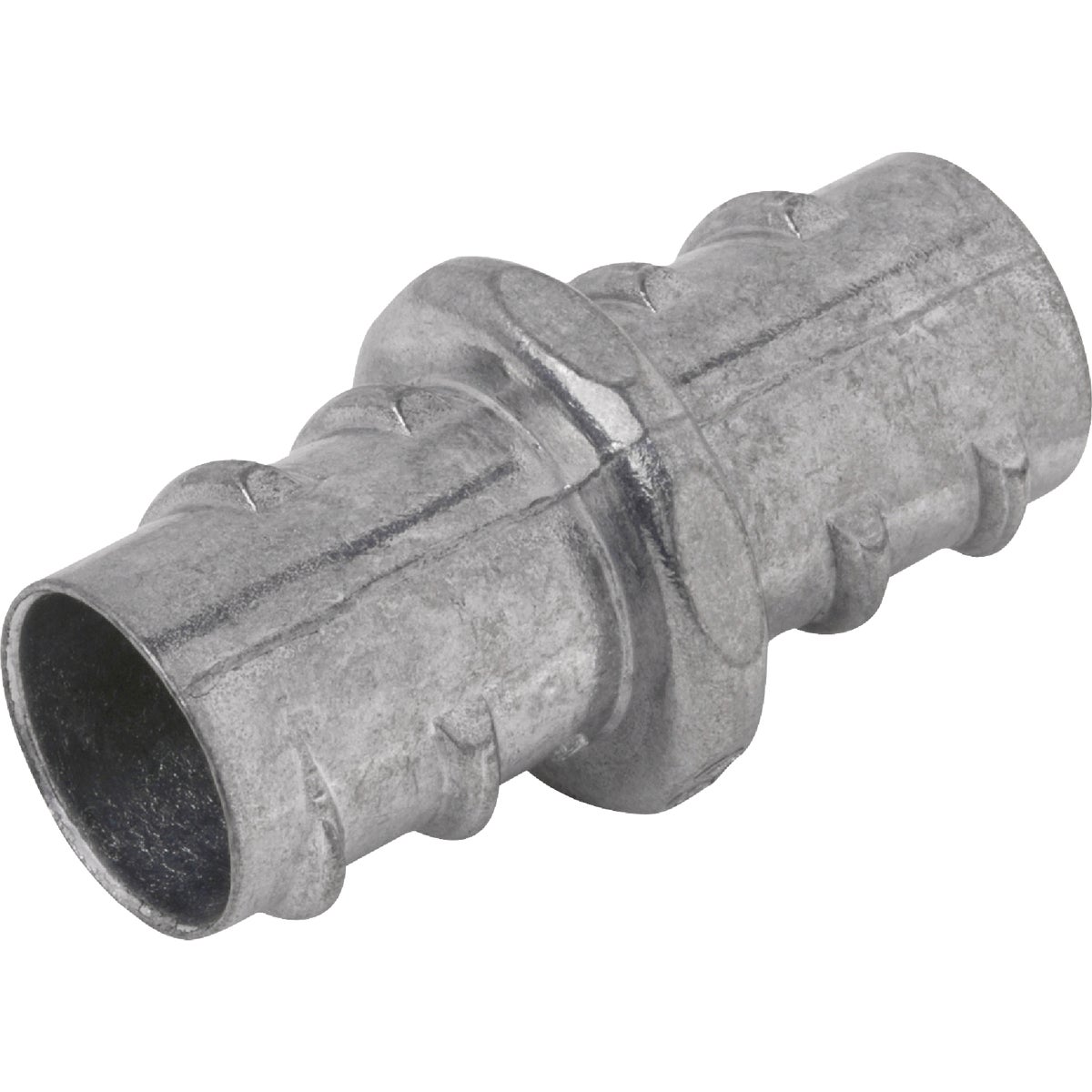 Item 507342, Screw-in type coupling for flexible metal conduit. Die-cast zinc.