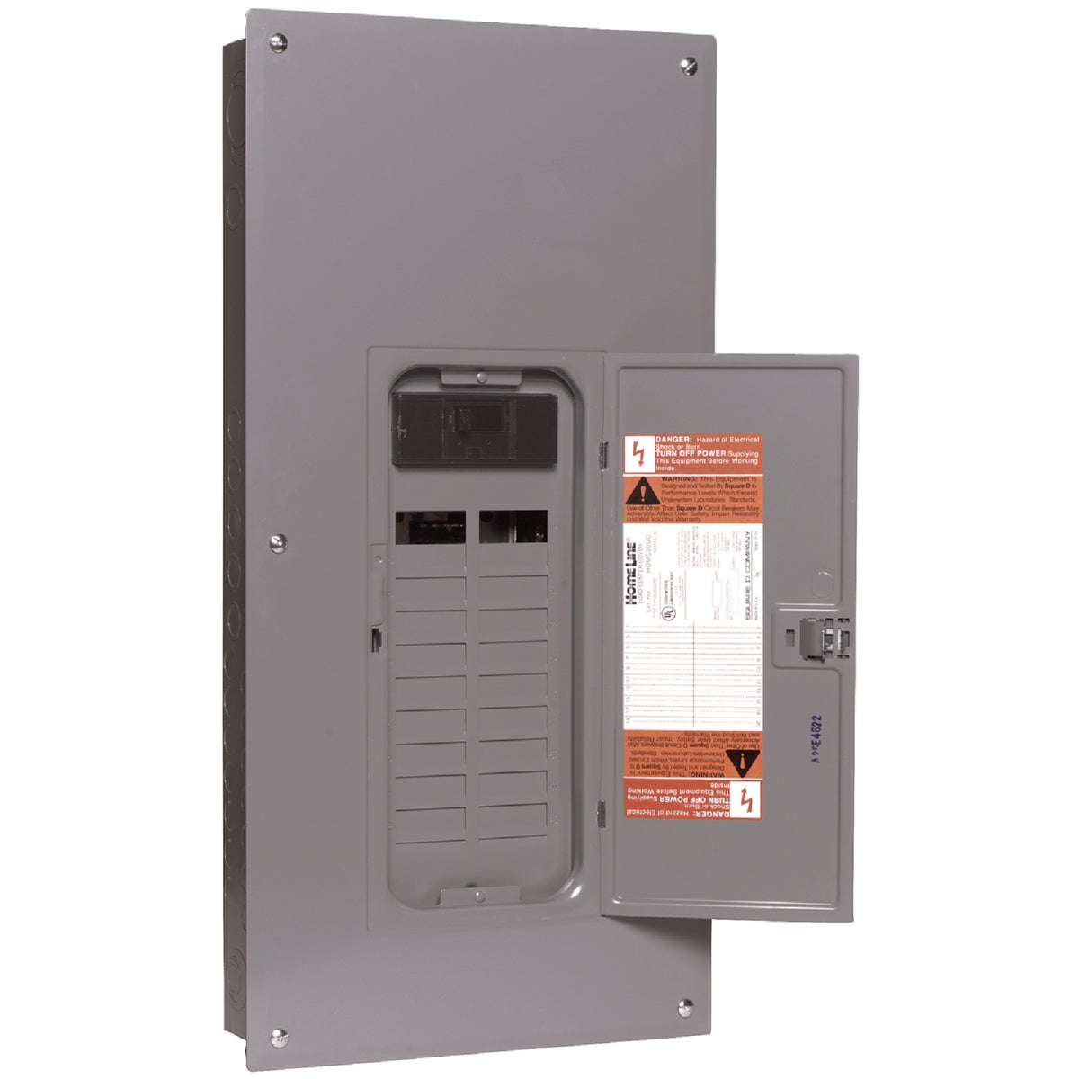 Item 508357, Square D Homeline convertible main breaker load center.