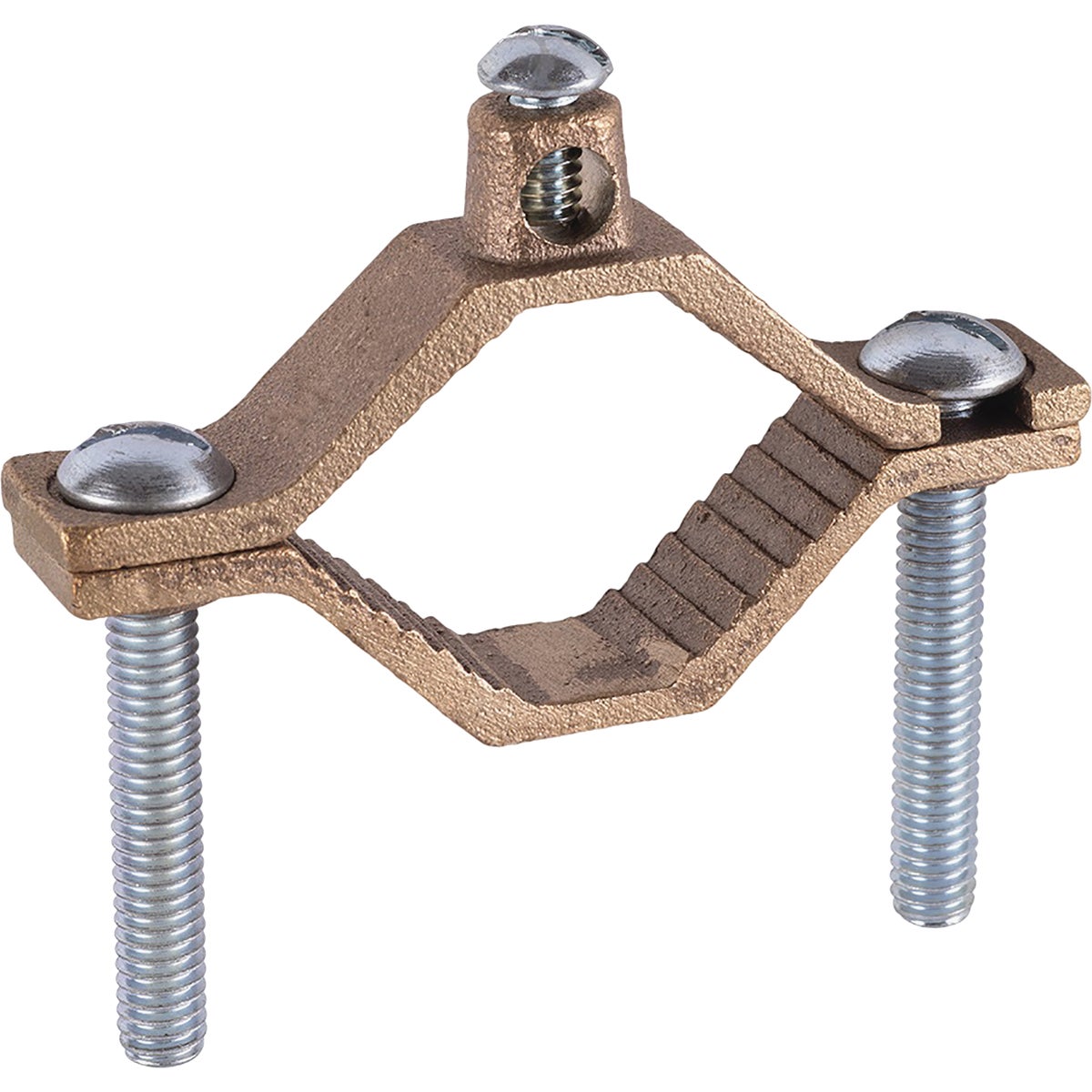 Item 510389, Set screw type serrated clamp that swings apart for easy installation.