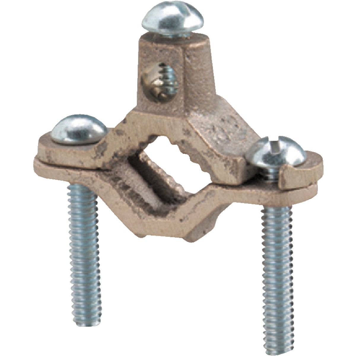 Item 510423, Set screw type serrated clamp that swings apart for easy installation.