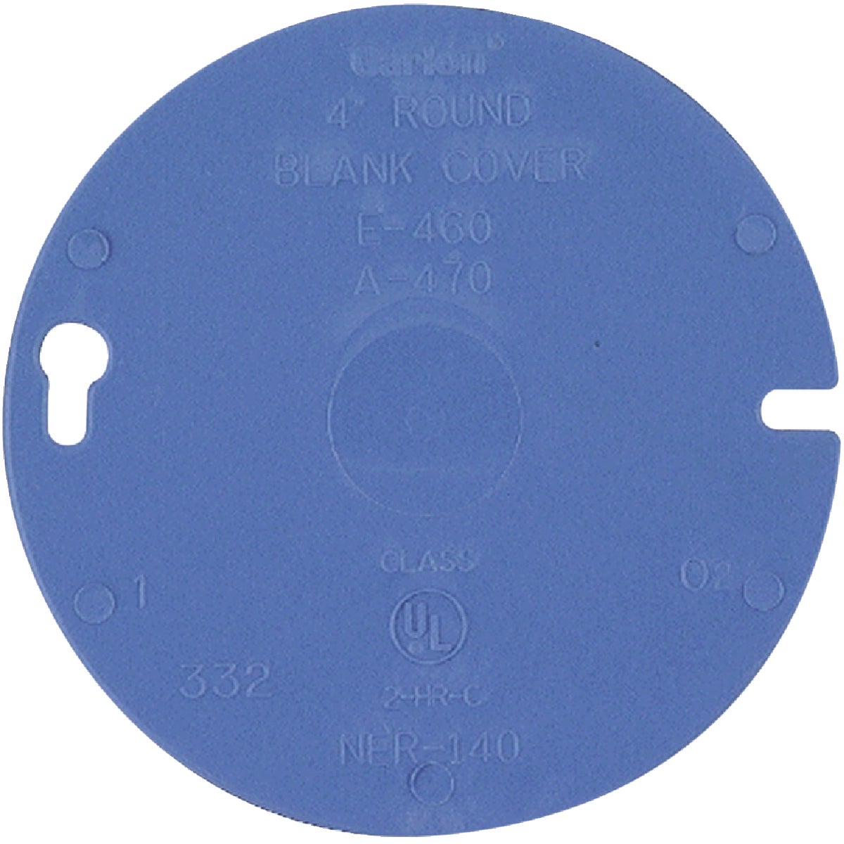 Item 511013, PVC (polyvinyl chloride), 4-inch, round blank box cover.
