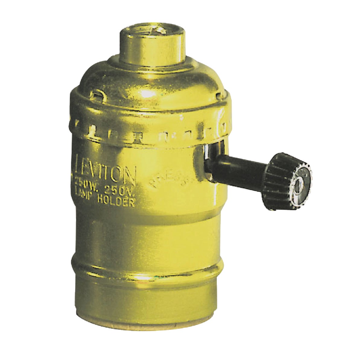 Item 513652, 3-way turn-knob lamp socket with polished gilt brass finish.