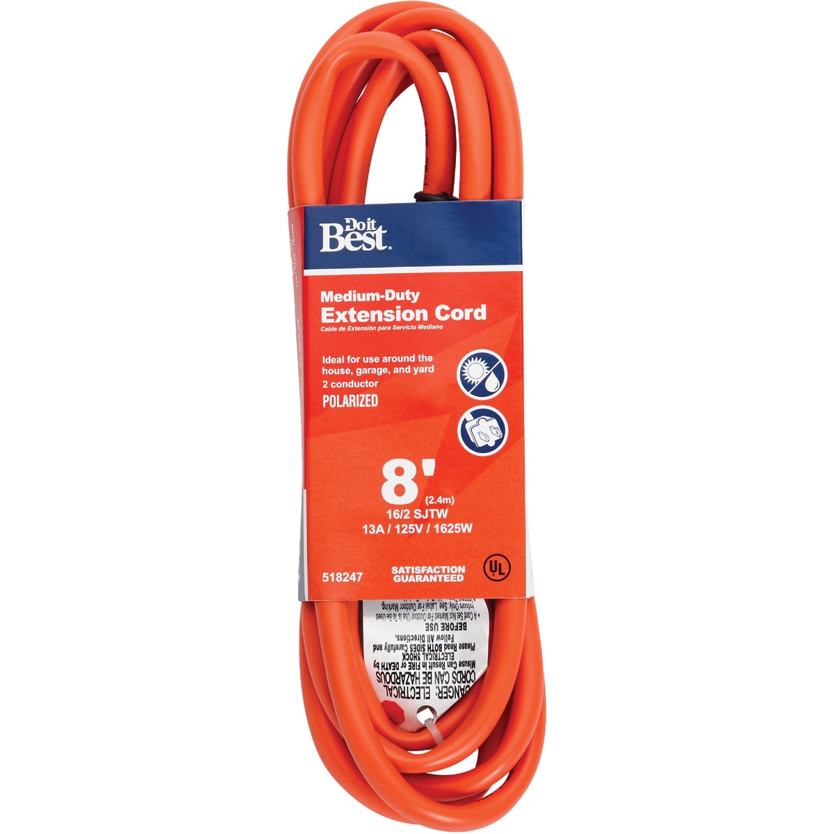 Item 518247, 16-gauge/2-conductor SJTW medium-duty, all-weather extension cord.