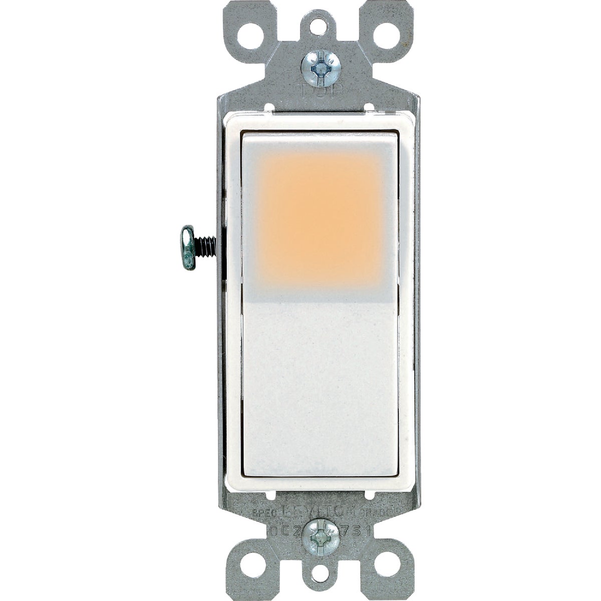 Item 524132, Illuminated single pole Decora switch allows faster installation with 