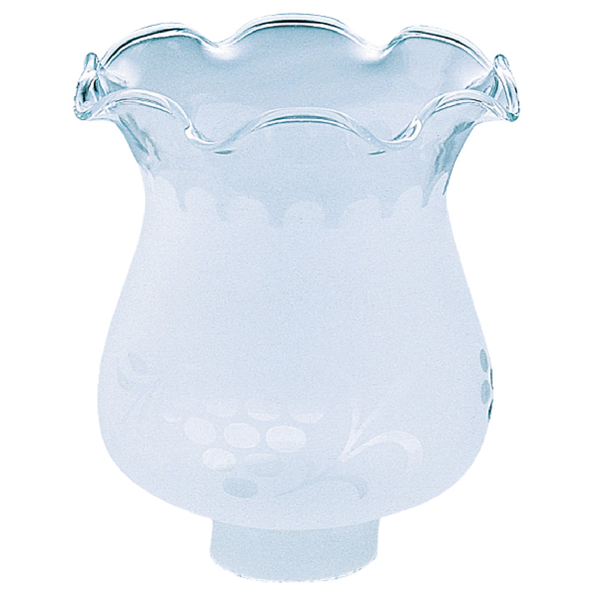 Item 524944, Frosted replacement glass shade. Features an etched design with crimp top.