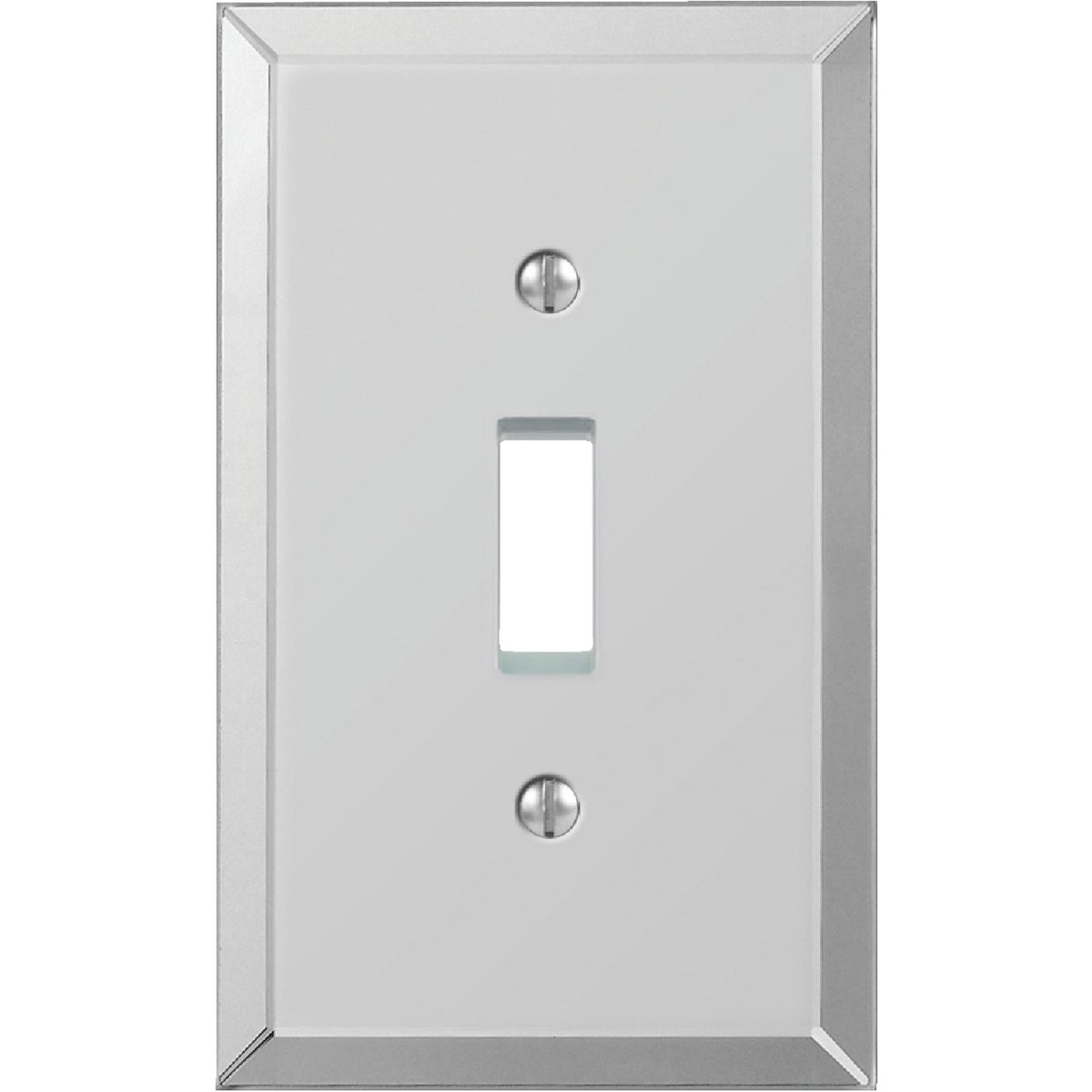Item 526620, Acrylic beveled mirror, toggle switch wall plate.
