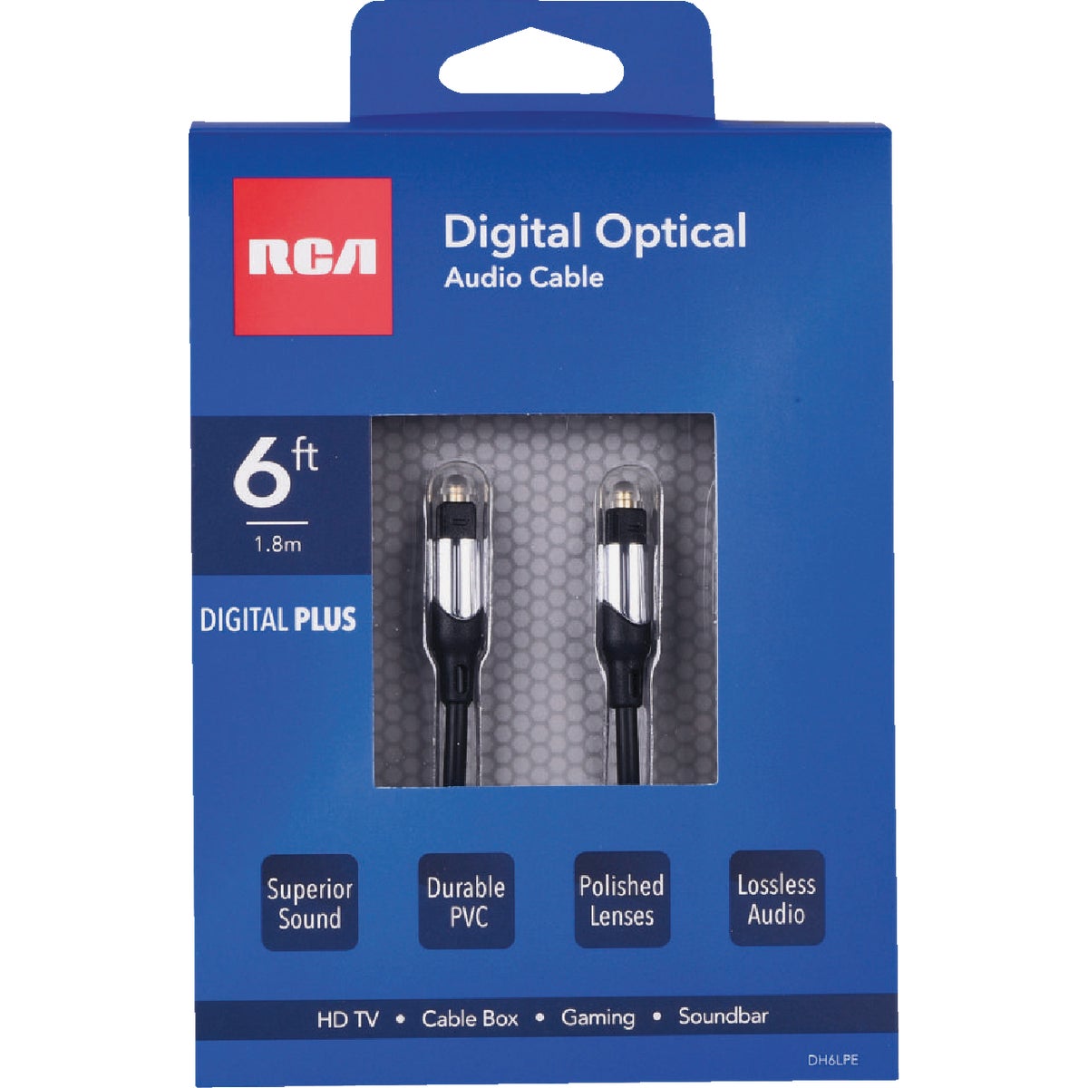 Item 531812, 6-foot Digital Plus optical audio cable is designed to support all digital 