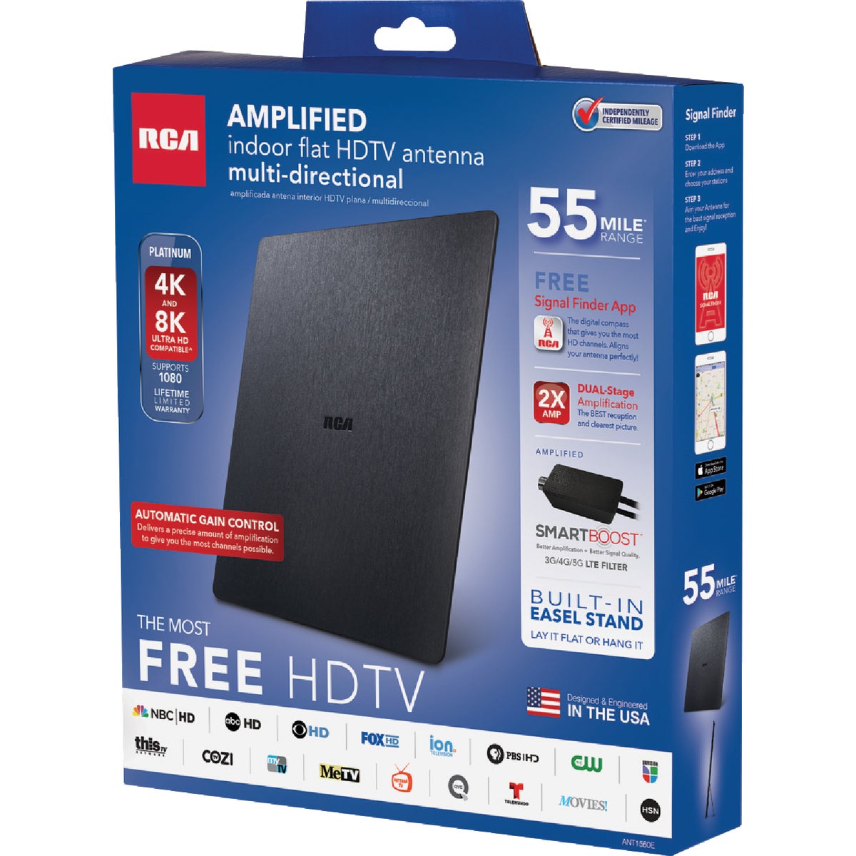 Item 532789, With the 360-degree patented reception technology, this indoor antenna 