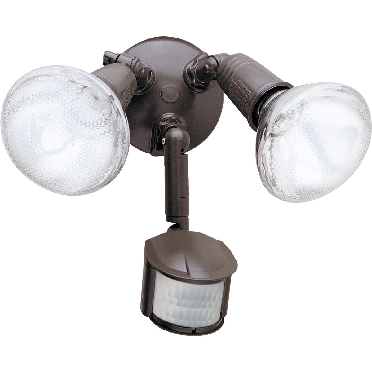 Item 533300, Motion activated twin floodlight fixtures featuring 30 motion detection 
