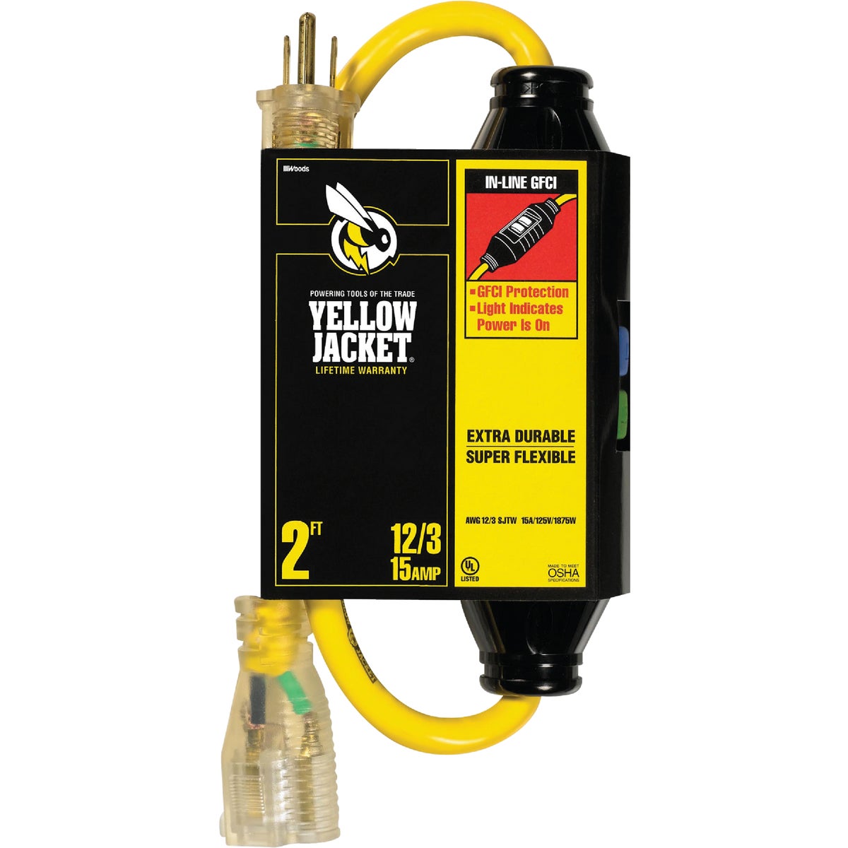 Item 536776, 2 foot Yellow Jacket extremely flexible GFCI (ground fault circuit 