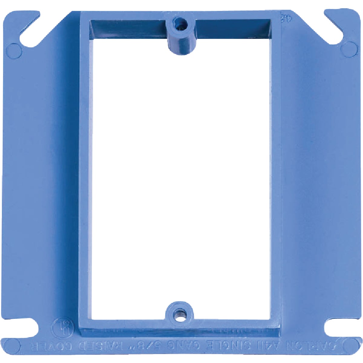 Item 540277, PVC, 4-inch square, single gang cover. 5/8-inch rise.