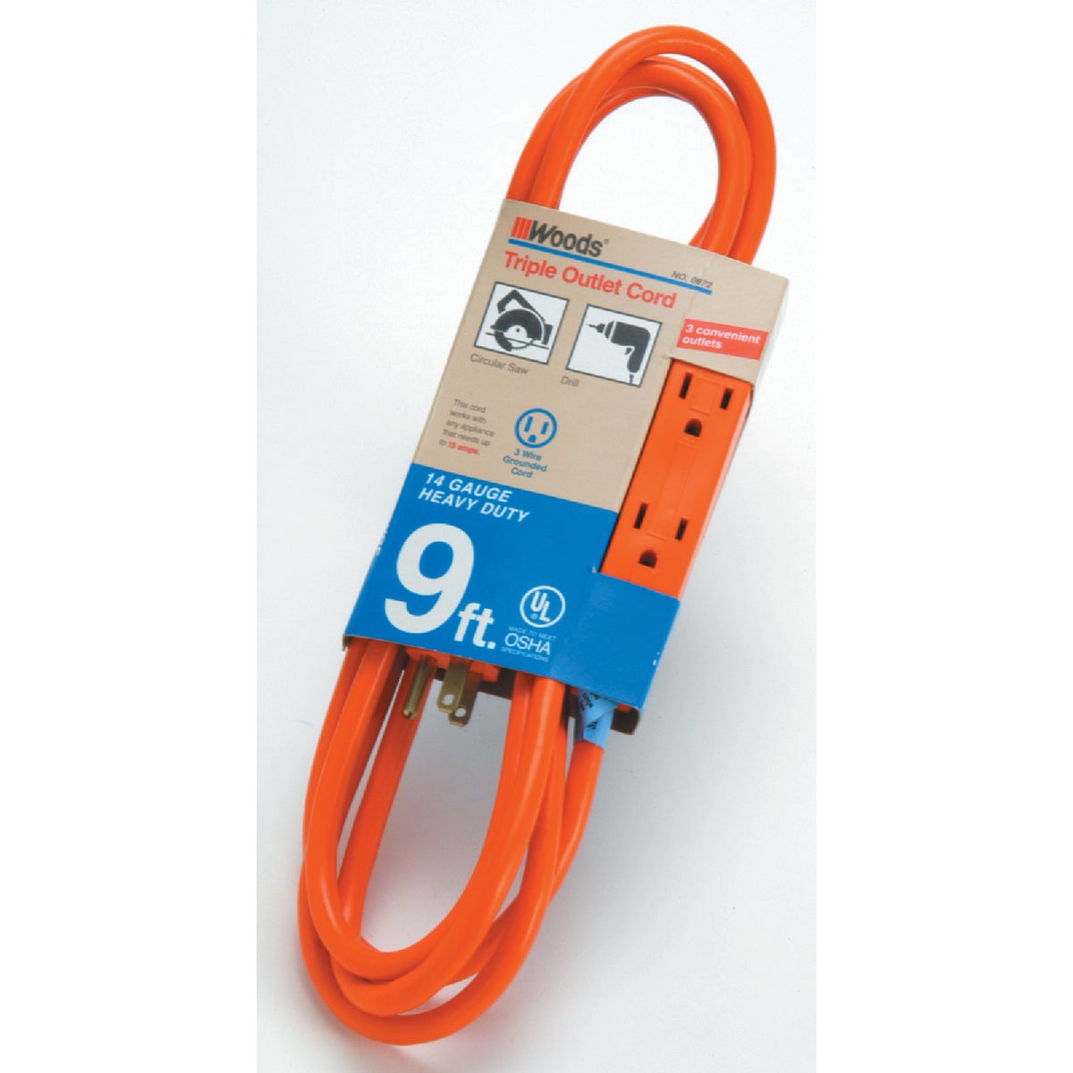 Item 550612, 14-gauge/3-conductor, SJTW-A, extension cord featuring a solid molded power