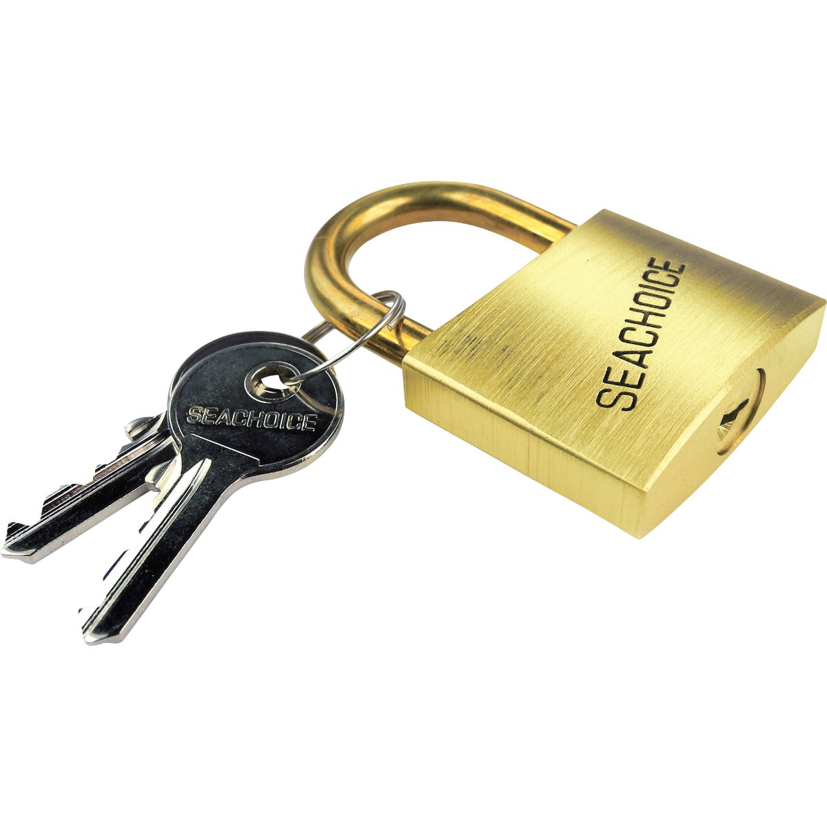 Item 571955, Solid brass body and hasp padlock with 2 nickel-plated brass keys