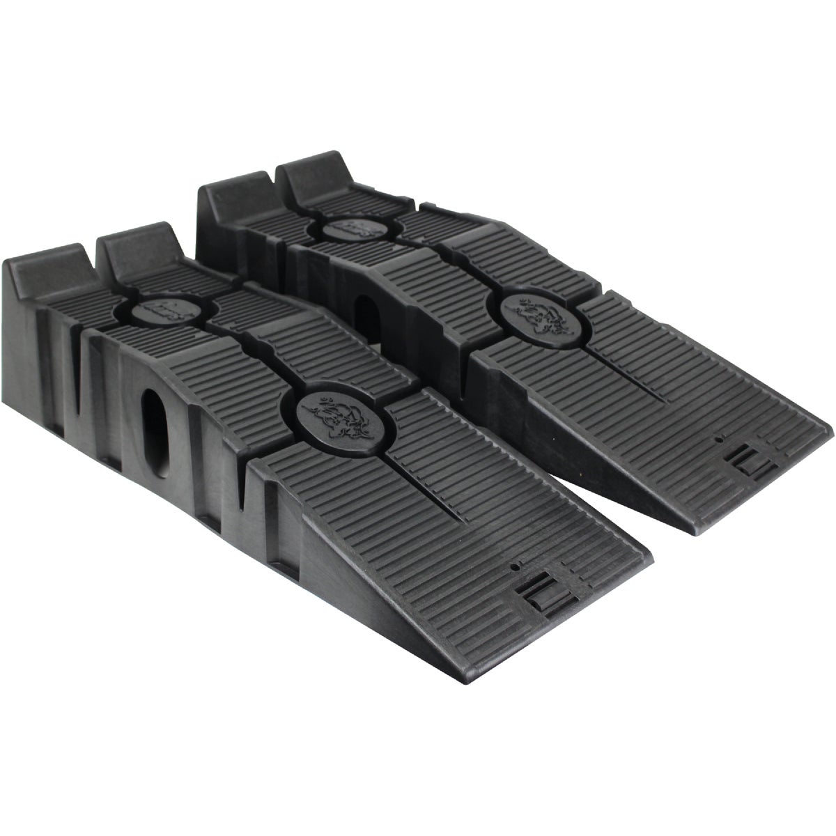 Item 572241, Rhino Ramps are made of durable plastic with a 17 deg.