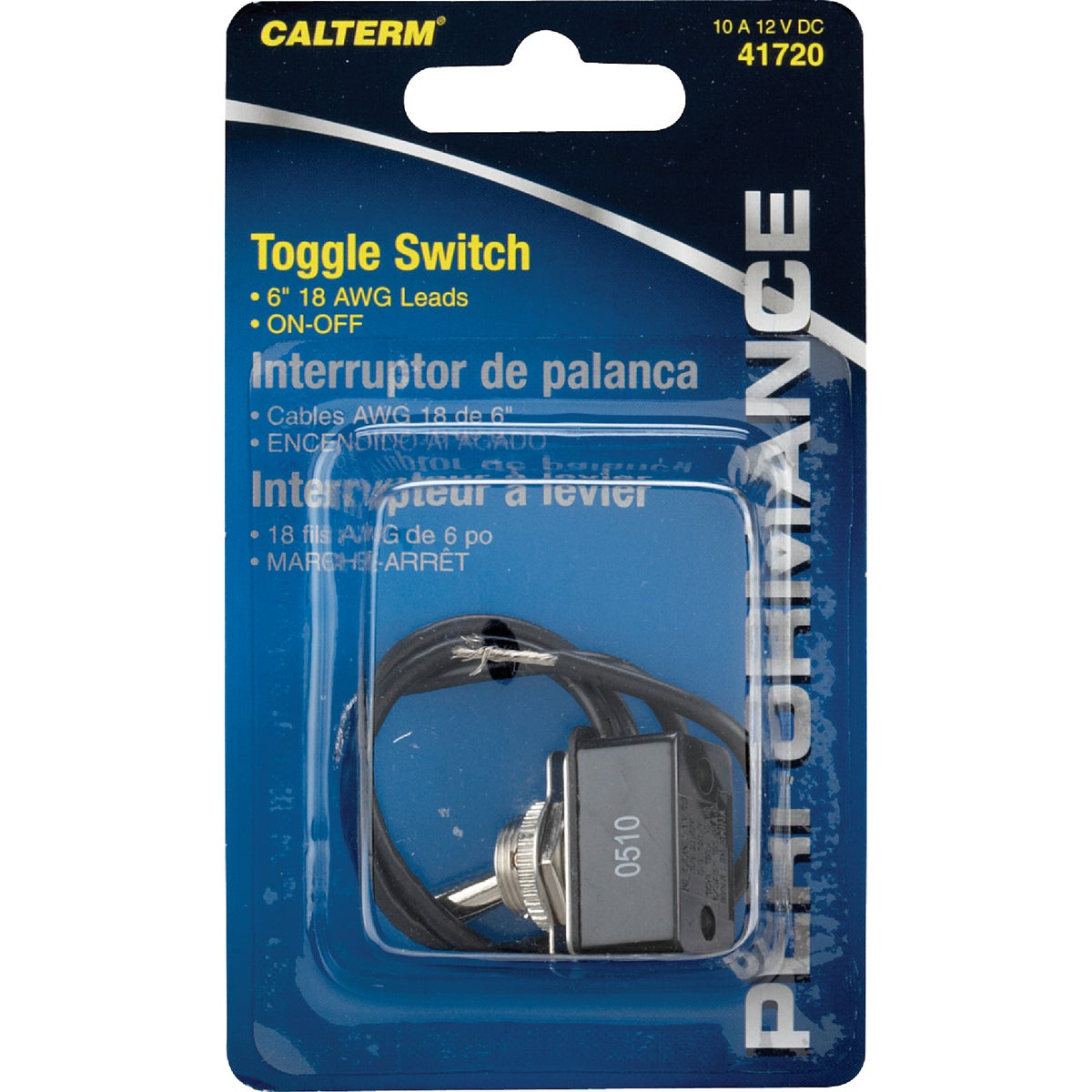 Item 572598, Pre-wired metal toggle switch. Lever operator. 2-position on/off.