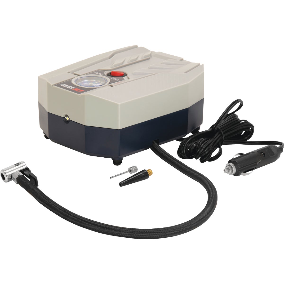 Item 572810, Campbell Hausfeld 12-Volt Roadside Ready Inflator.