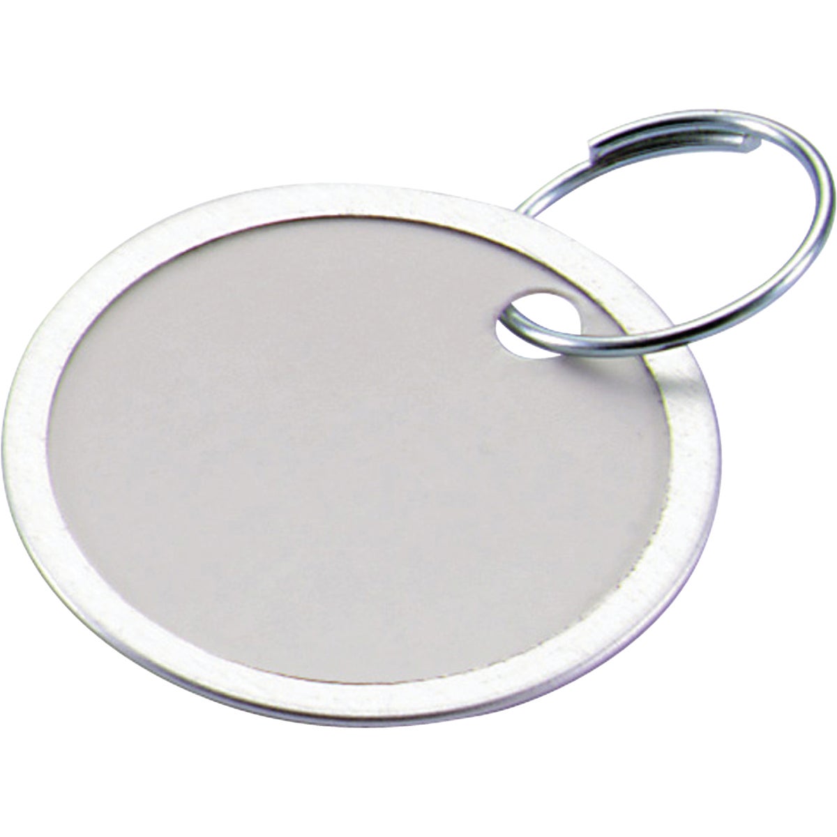 Item 574569, Sturdy anodized metal-rimmed white coated paper tags.