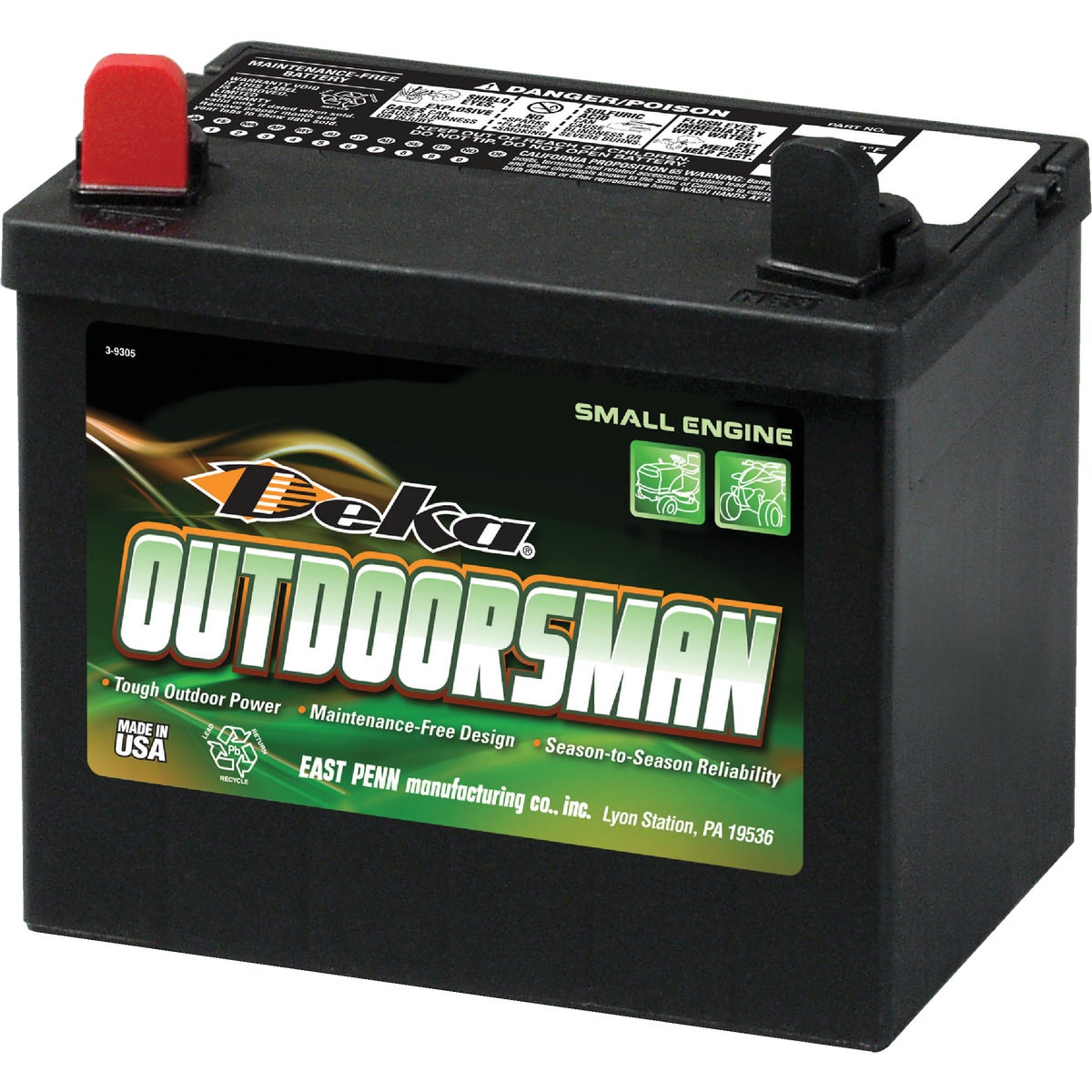 Item 575569, Garden tractor, snowmobile, and utility battery provides maintenance-free 