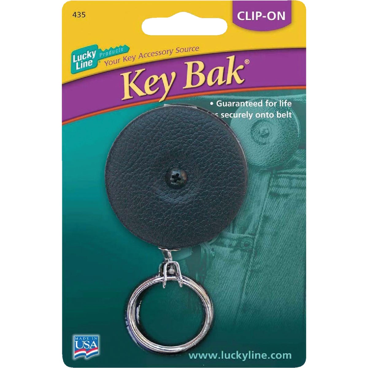 Item 577478, High-quality key reel with 24-inch retractable pull of flat, linked steel 