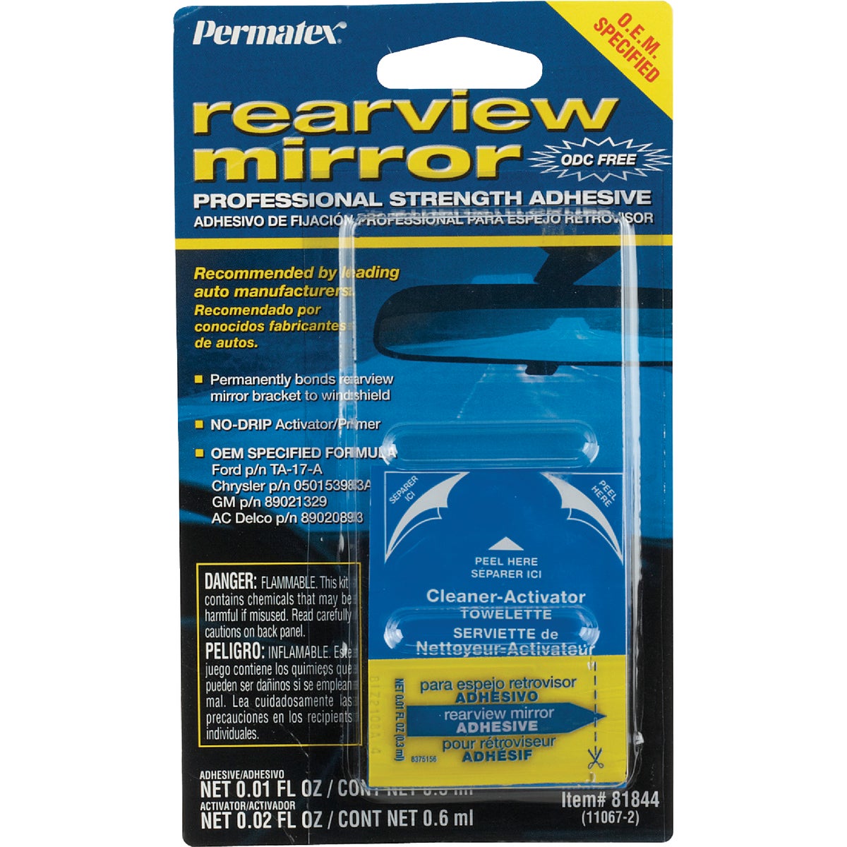 Item 579718, Permatex rearview mirror adhesive.