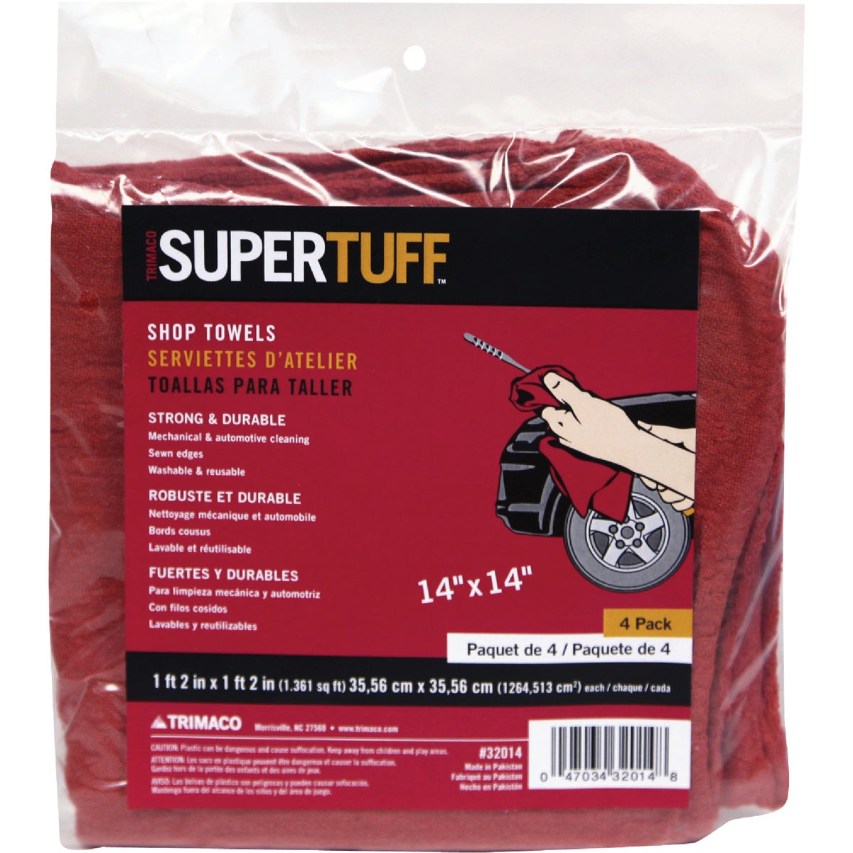 Item 582033, Trimaco's SuperTuff Red Shop Towels are great for automotive and mechanical