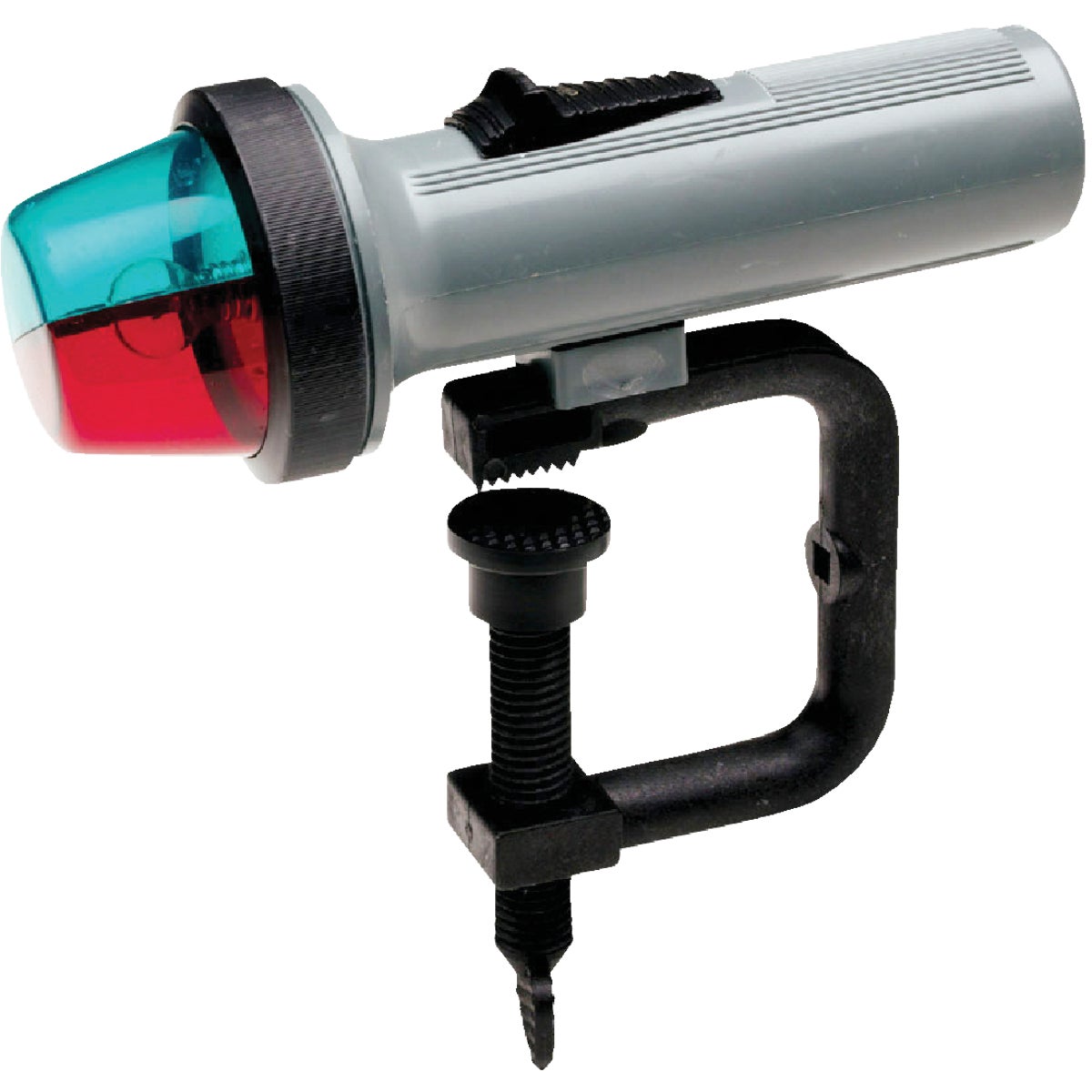 Item 585793, Red and green light with aluminum adjustable clamp for horizontal surfaces